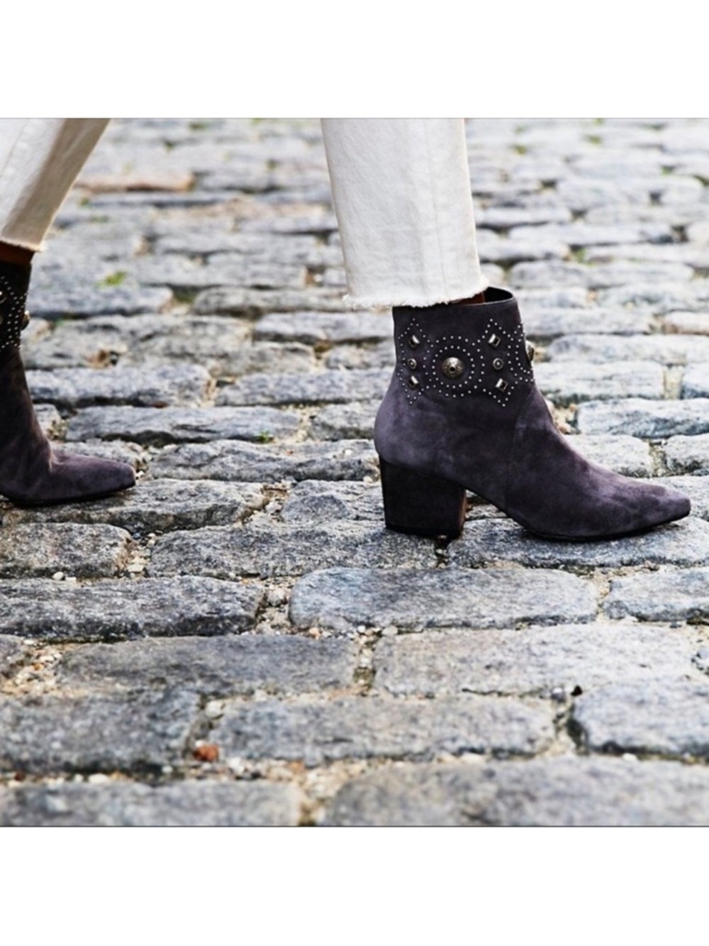 SIGERSON MORRISON Cailyn Gray Suede Studded Ankle Boots 8.5